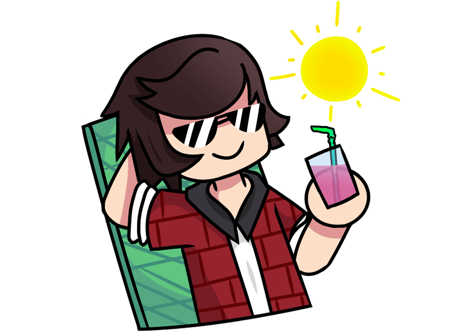 A graphic of Kooleyy laying back in a chair outside