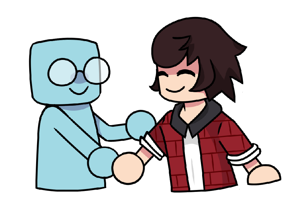 A graphic of Kooleyy shaking hands with a client