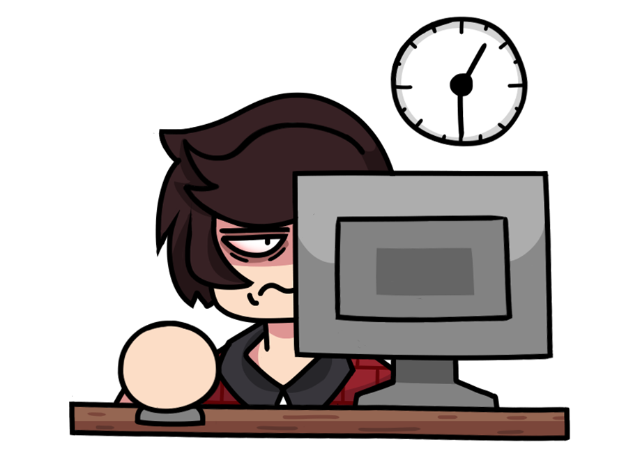 A graphic of Kooleyy working on his computer